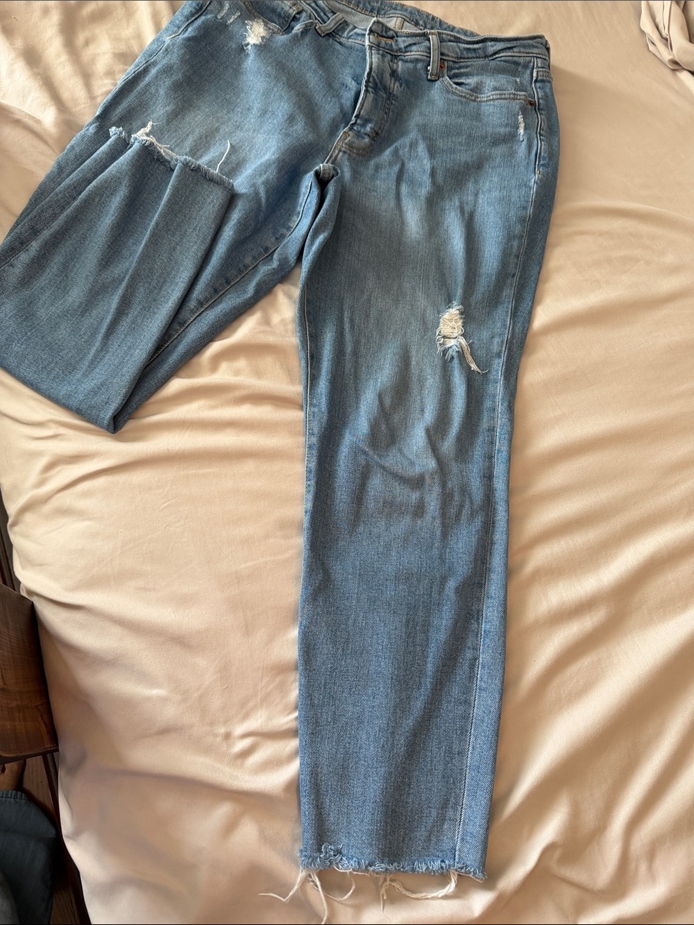 Old Navy Light Blue Straight Leg Distressed Jeans